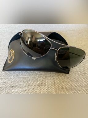 NWOB Ray-Ban RB 3454L Women's Chrome Frame Aviator Sunglasses with Grey Lenses